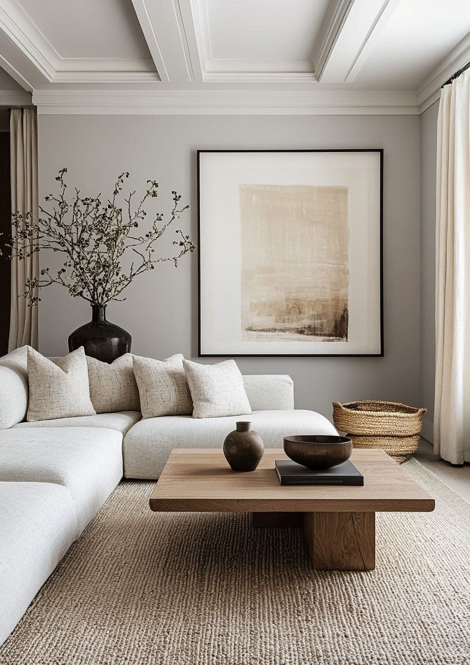 Elegant living room with neutral tones and refined styling